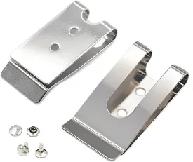 4 Sets - Metal 54x25mm Holster Sheath Belt Clip Clasp Spring Buckle Hook Double Holes Nickel