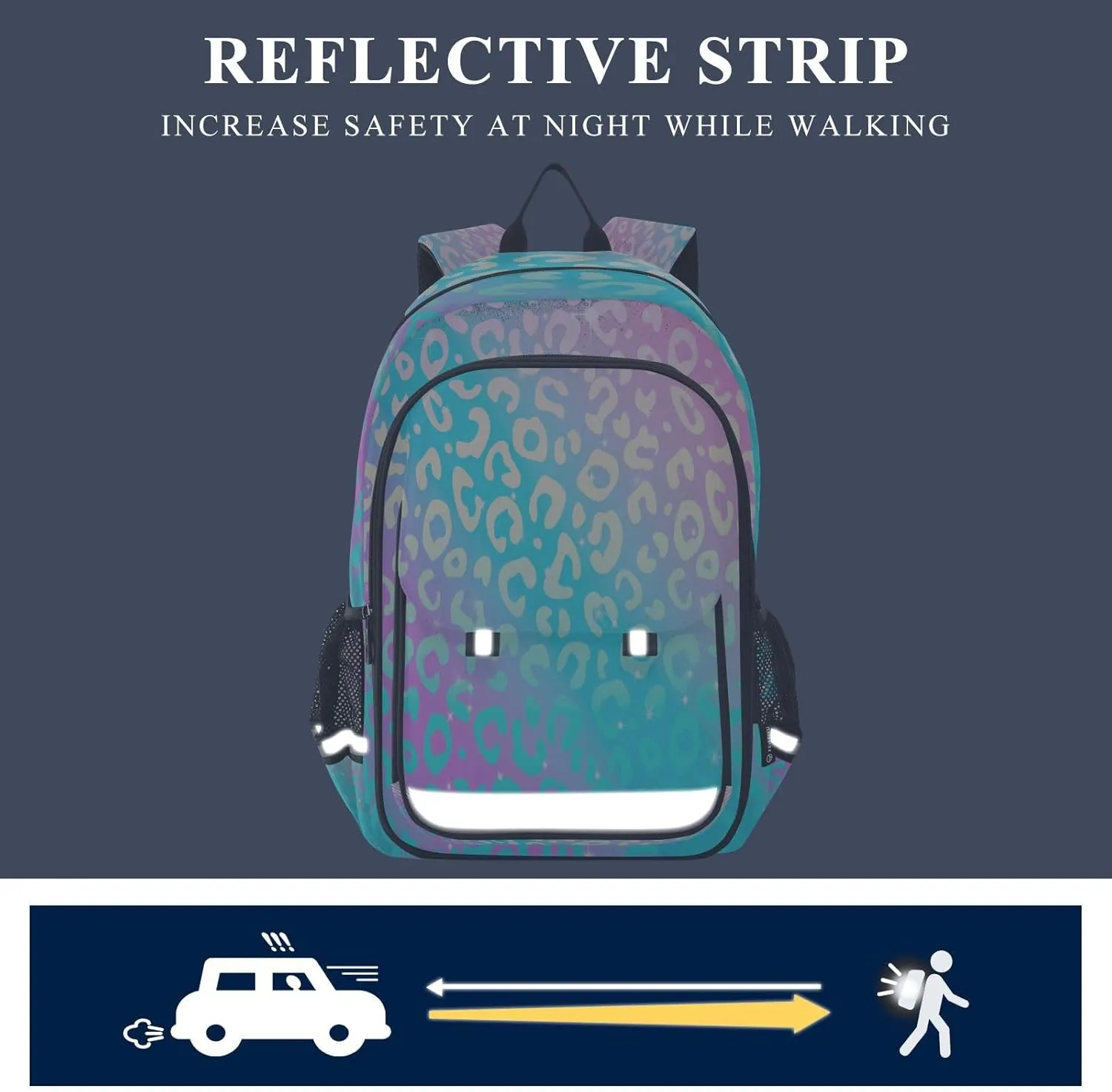 ALAZA School backpacks for girls boys Leopard Print Rainbow Cheetah Backpack Students Bookbag for school bag Womens Casual Daypack College Bookbag