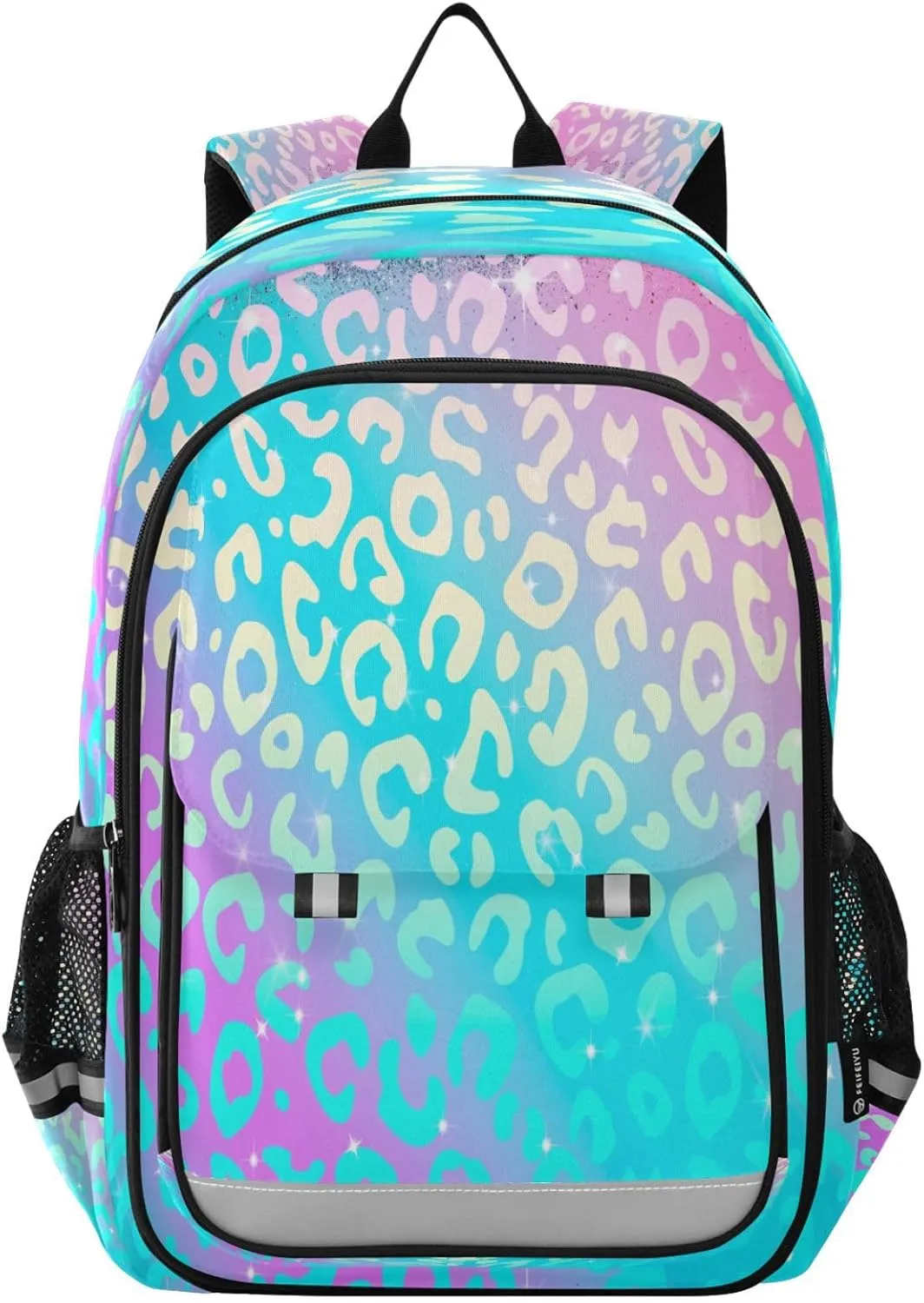 ALAZA School backpacks for girls boys Leopard Print Rainbow Cheetah Backpack Students Bookbag for school bag Womens Casual Daypack College Bookbag