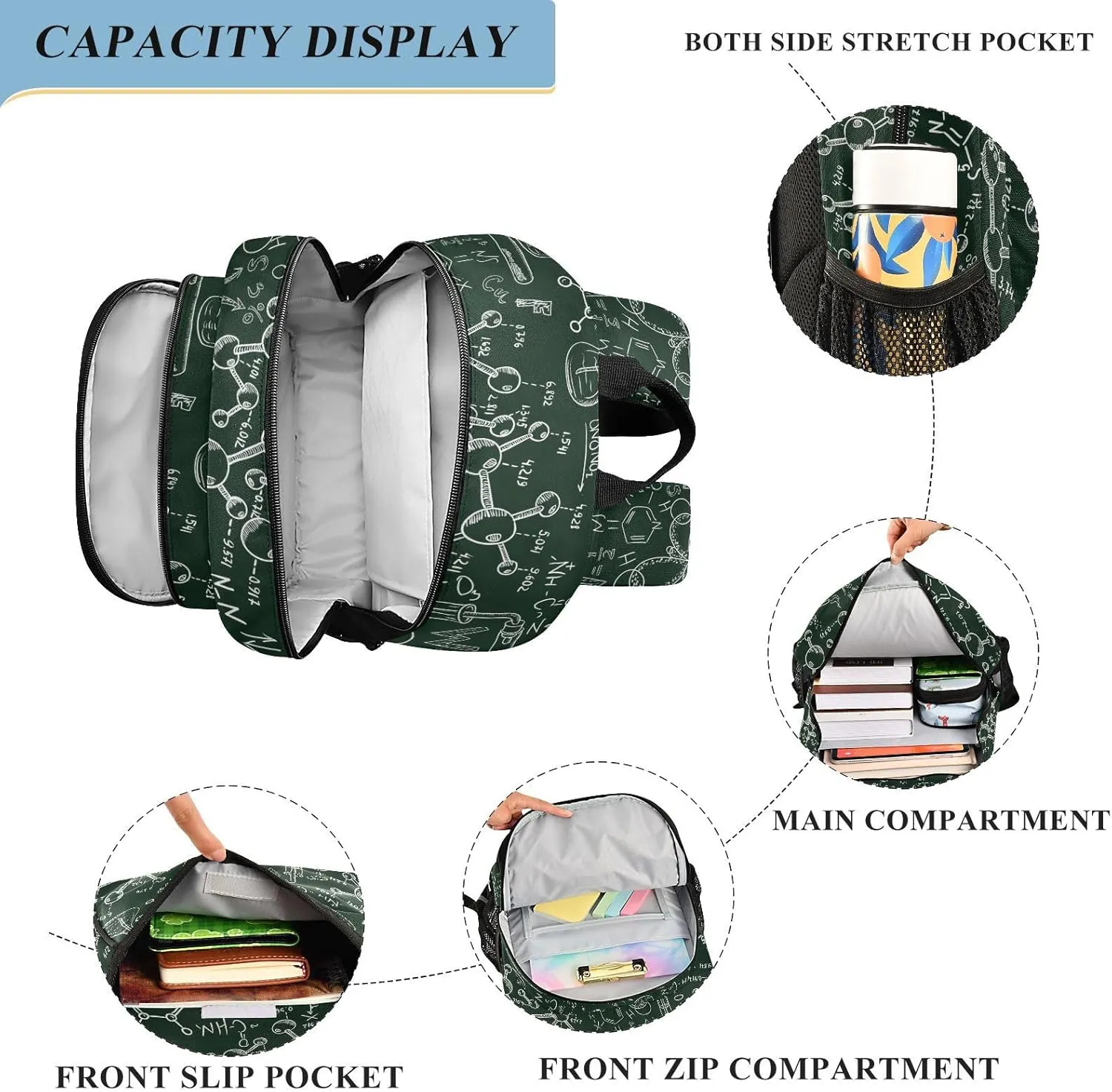 ALAZA School backpacks for girls boys Science Old Chemistry Education Backpack Students Bookbag for school bag Womens Casual Daypack College Bookbag