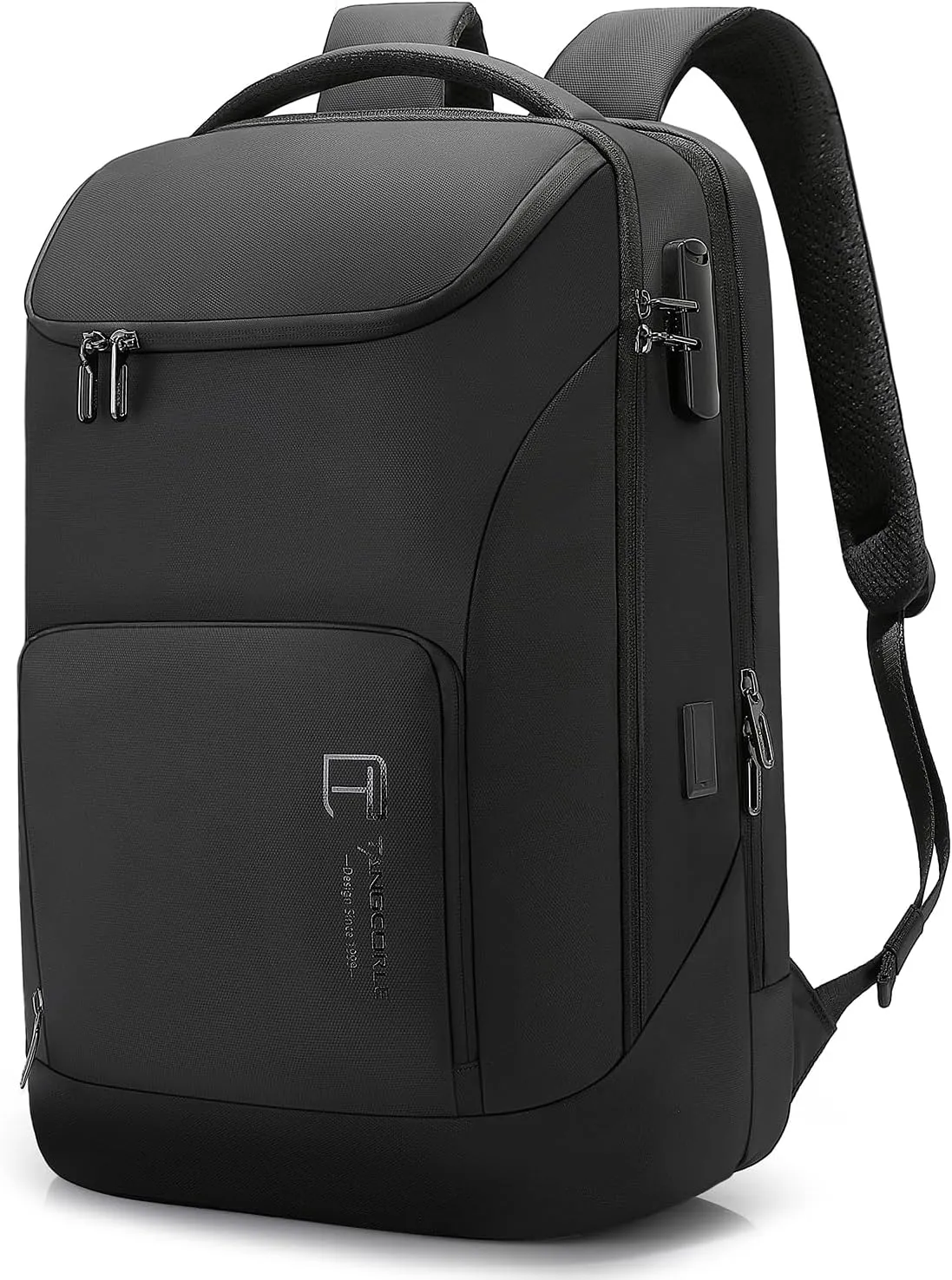 Anti Theft Business Backpack with TSA Lock, 30L Waterproof Laptop Backpacks with USB Charging Port Fits for 17.3 Inch Notebook for Men and Women, Black