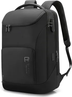 Anti Theft Business Backpack with TSA Lock, 30L Waterproof Laptop Backpacks with USB Charging Port Fits for 17.3 Inch Notebook for Men and Women, Black
