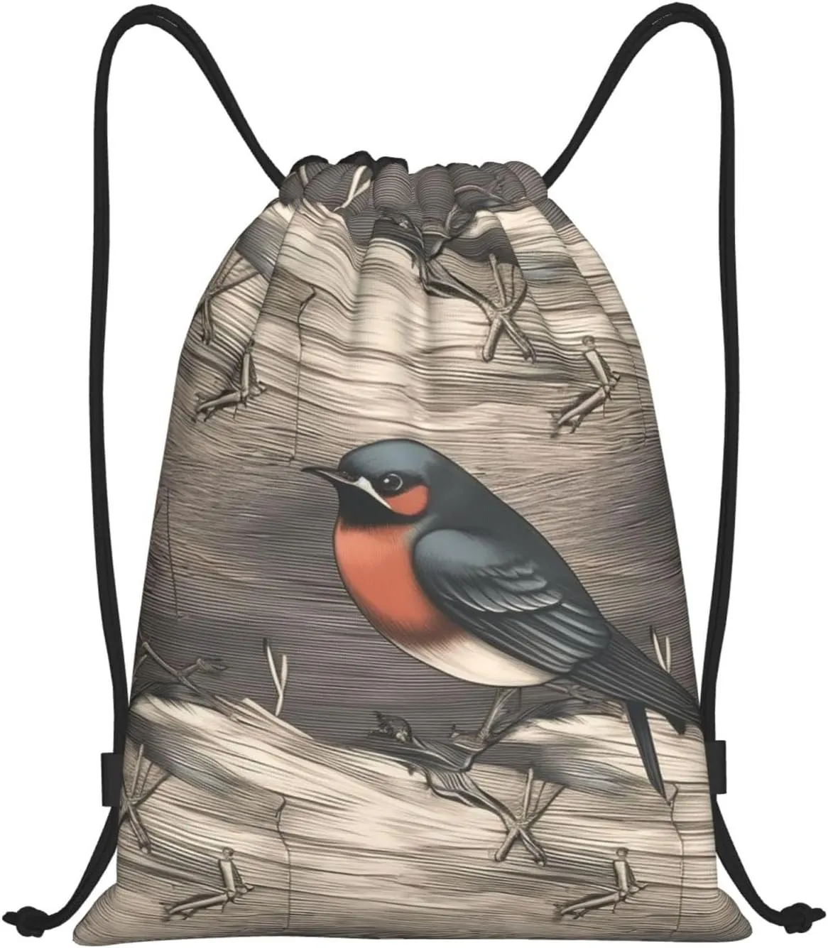 Barn Swallow In Graphite Drawstring Backpack For Women Men Waterproof Drawstring Bag Cinch Bags Lightweight Gym Bags Small