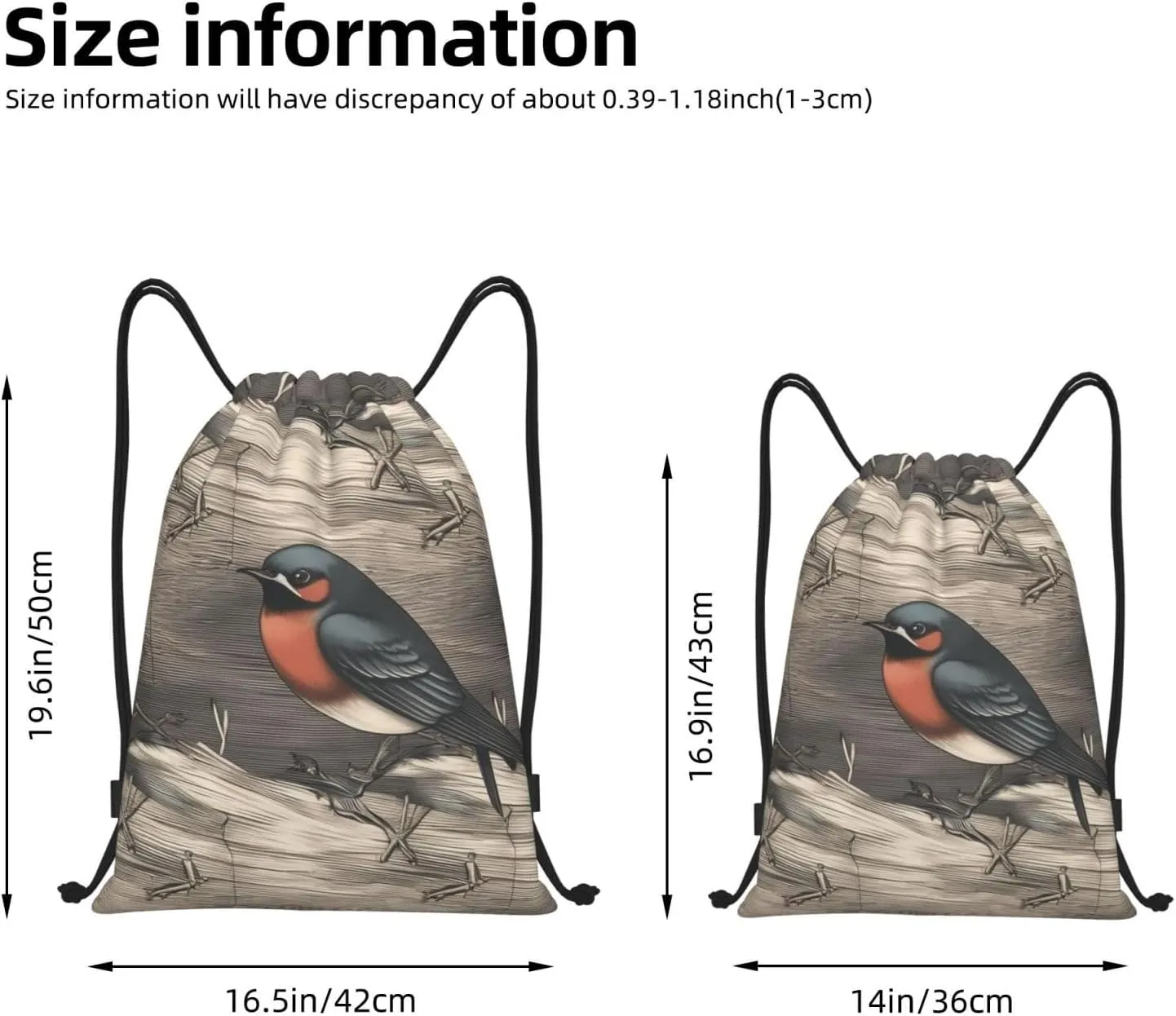 Barn Swallow In Graphite Drawstring Backpack For Women Men Waterproof Drawstring Bag Cinch Bags Lightweight Gym Bags Small