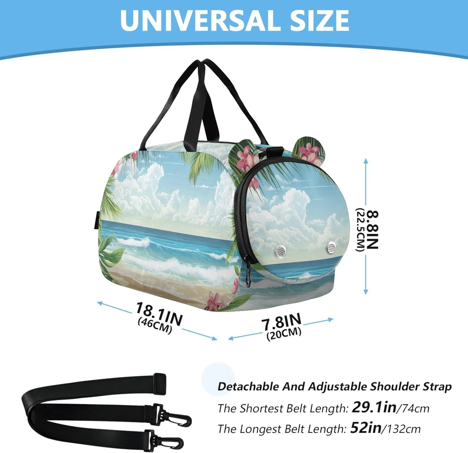 Beach Palm Trees Carry on Duffel Bag for Boys Weekend Duffel Overnight Girls Duffle Bags Travel Tote with Shoulder Strap