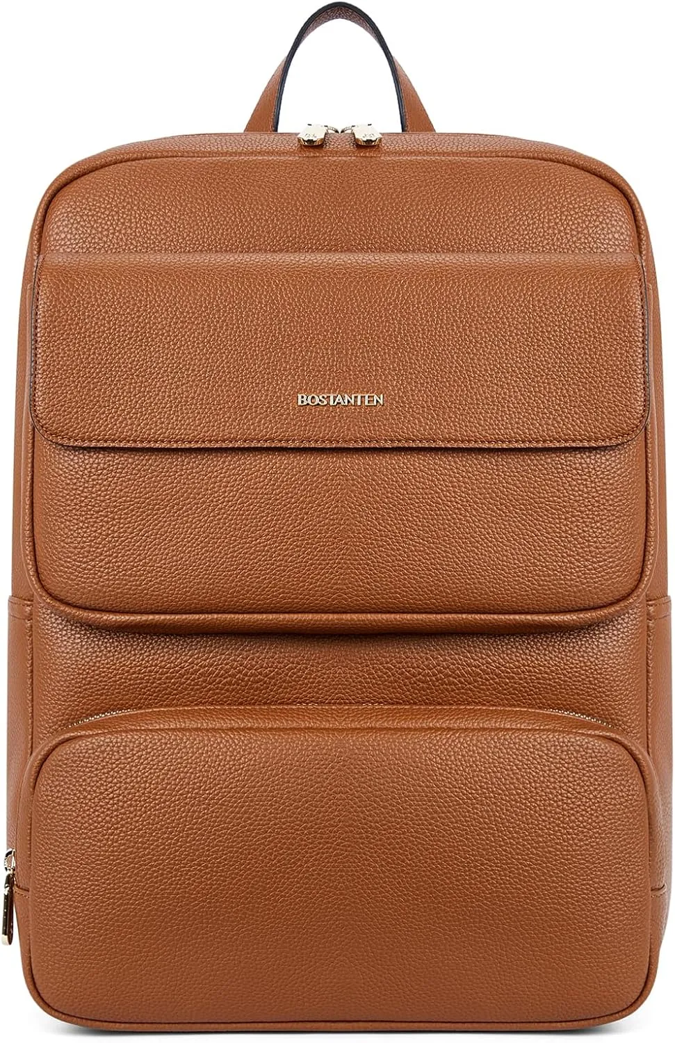 BOSTANTEN Leather Backpack for Women 15.6 inch Laptop Backpack Purse Casual Business Travel Computer Shoulder Bags with Trolley Sleeve Brown