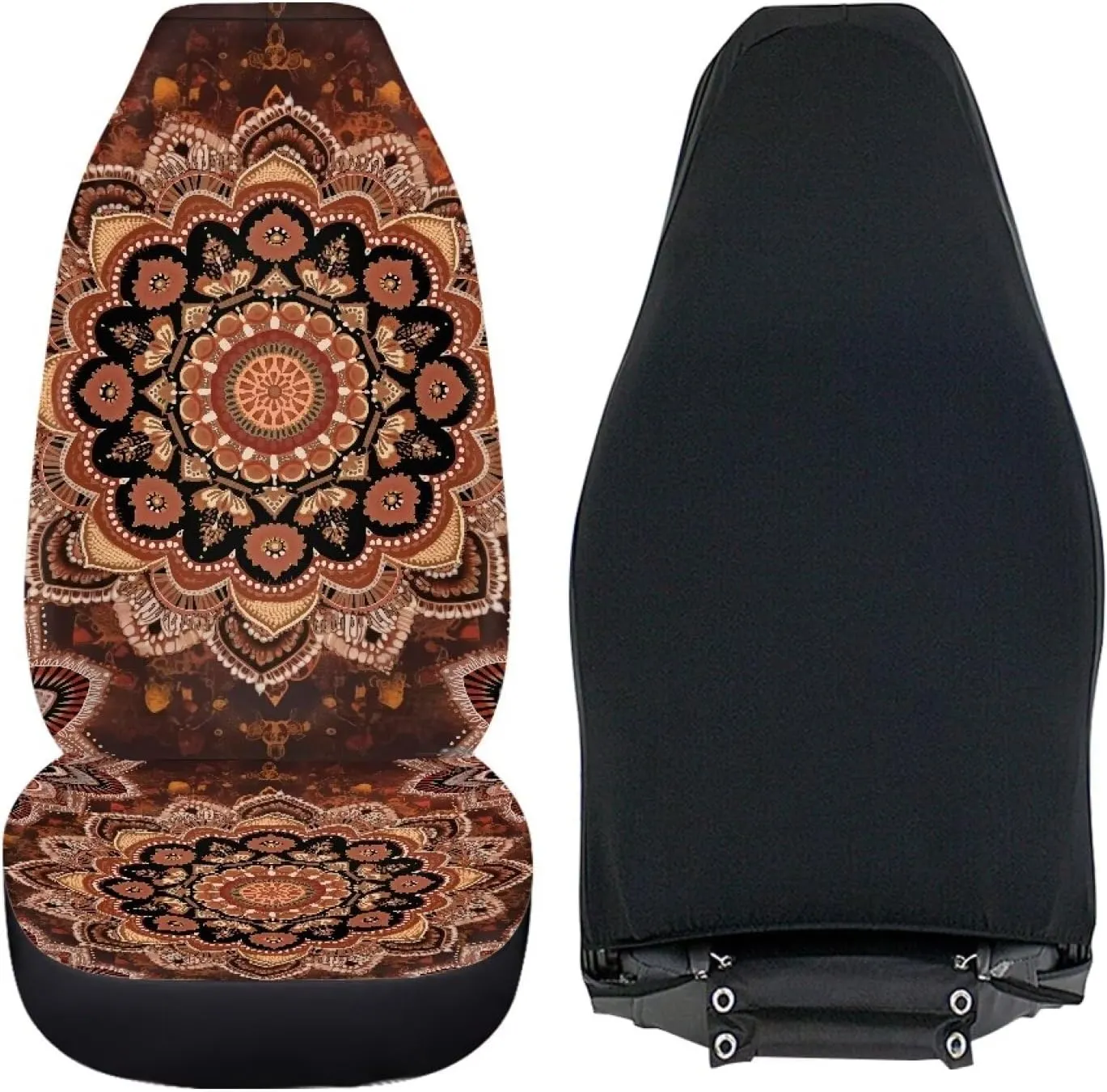 Bulopur Boho Mandala Car Front Seat Covers Set for Women Girly Soft Breathable Seat Covers for Trucks SUV Sedan Car Interior Bucket Protection Easy to Install