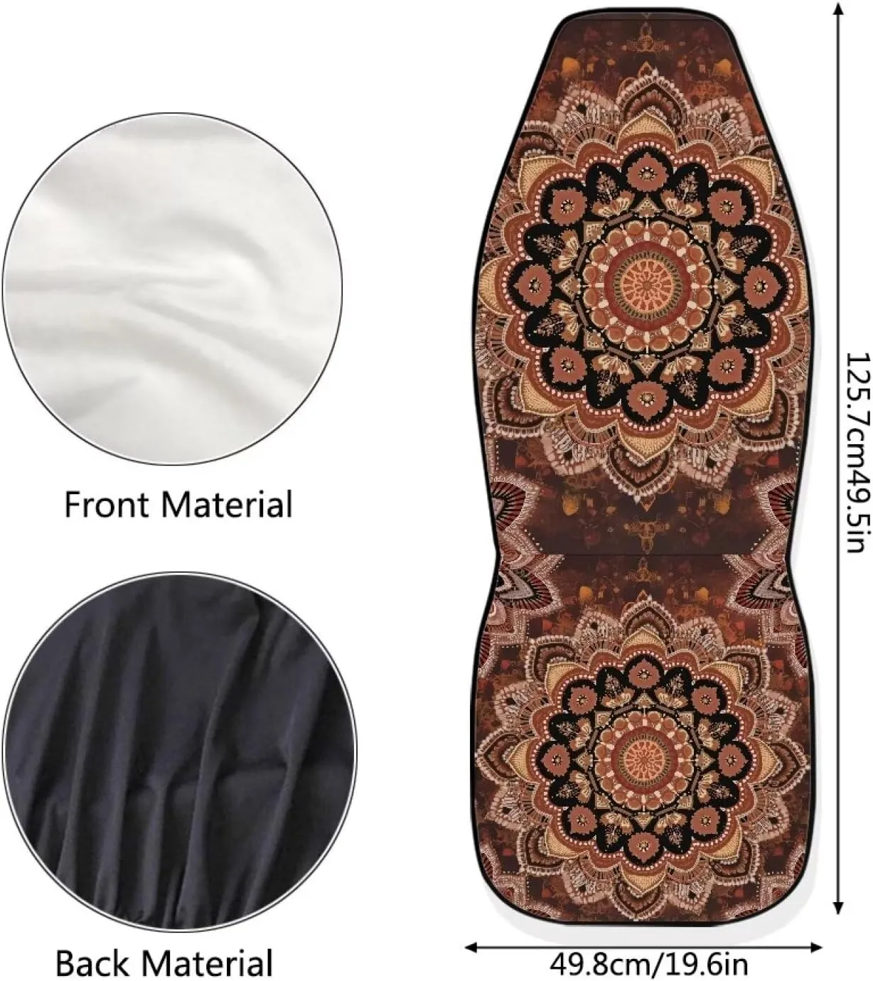 Bulopur Boho Mandala Car Front Seat Covers Set for Women Girly Soft Breathable Seat Covers for Trucks SUV Sedan Car Interior Bucket Protection Easy to Install