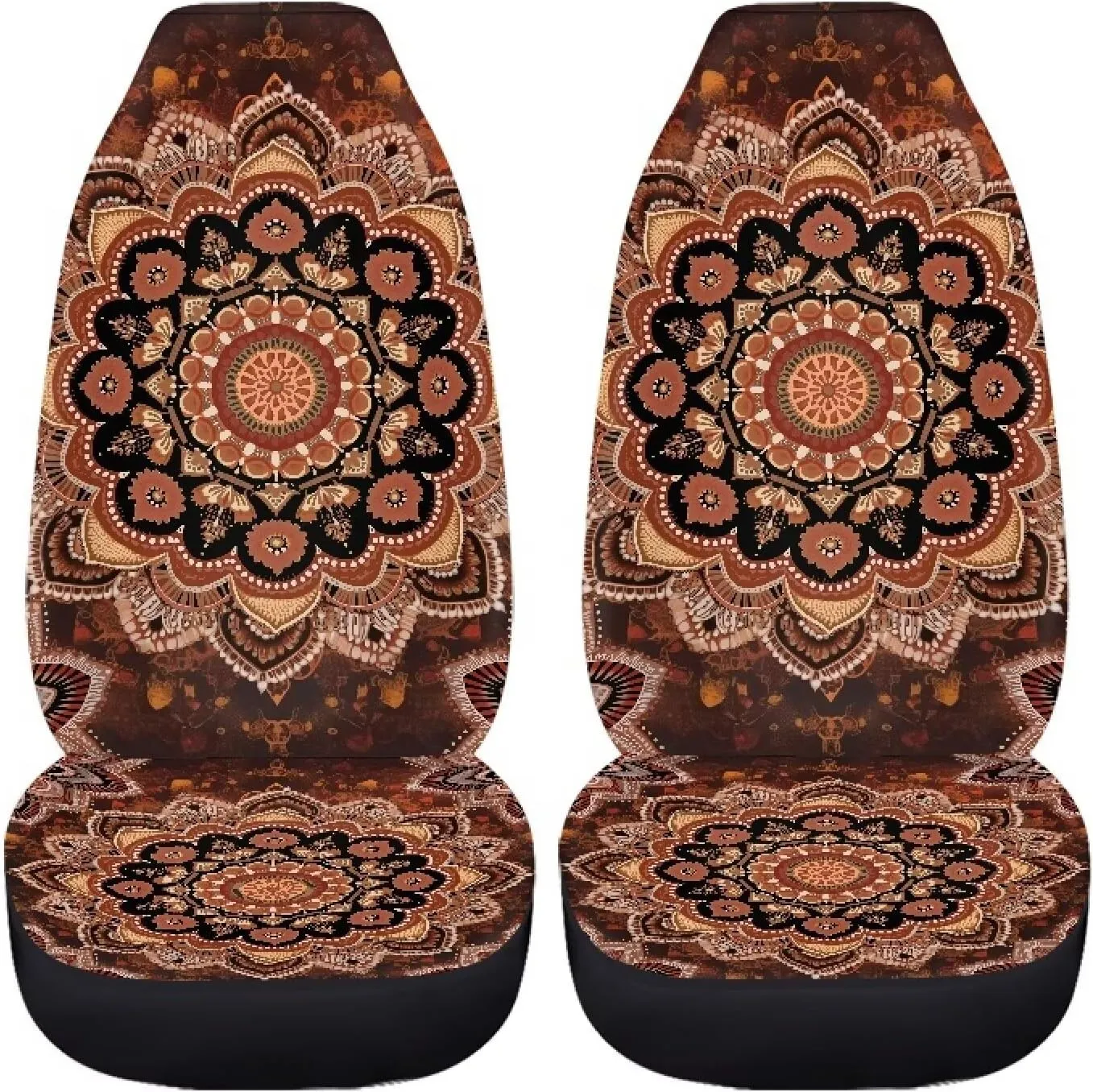 Bulopur Boho Mandala Car Front Seat Covers Set for Women Girly Soft Breathable Seat Covers for Trucks SUV Sedan Car Interior Bucket Protection Easy to Install