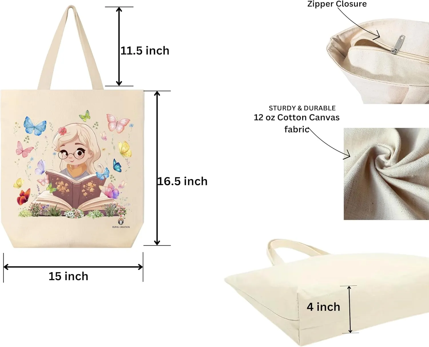 Canvas Aesthetic Tote Bag for Women Beach Bag Shopping Bags Shoulder Bag Reusable Grocery Bags With Zipper