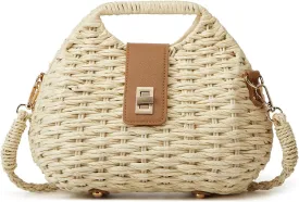 Casual Straw Beach Bags For Women Dumpling Bag Rattan Purses Summer Straw Crossbody Woven Handbag Purse Shoulder Bag Travel