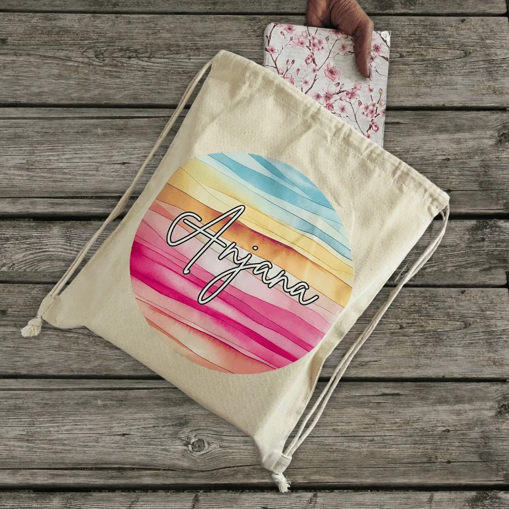 Colour Waves Drawstring Bag (Canvas)