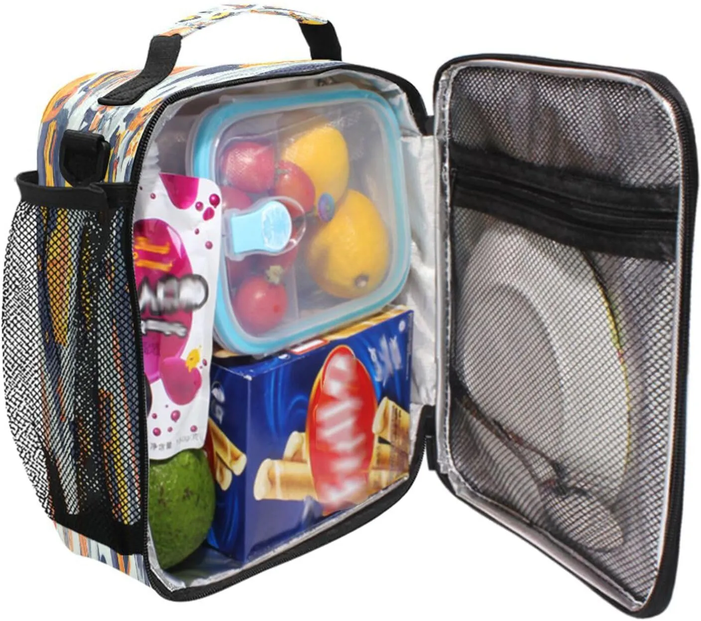 Cooler Tote Box Water Resistant Lunch Bag with buckle for School Work Outdoor Construction Scene Concrete Mixer Truck