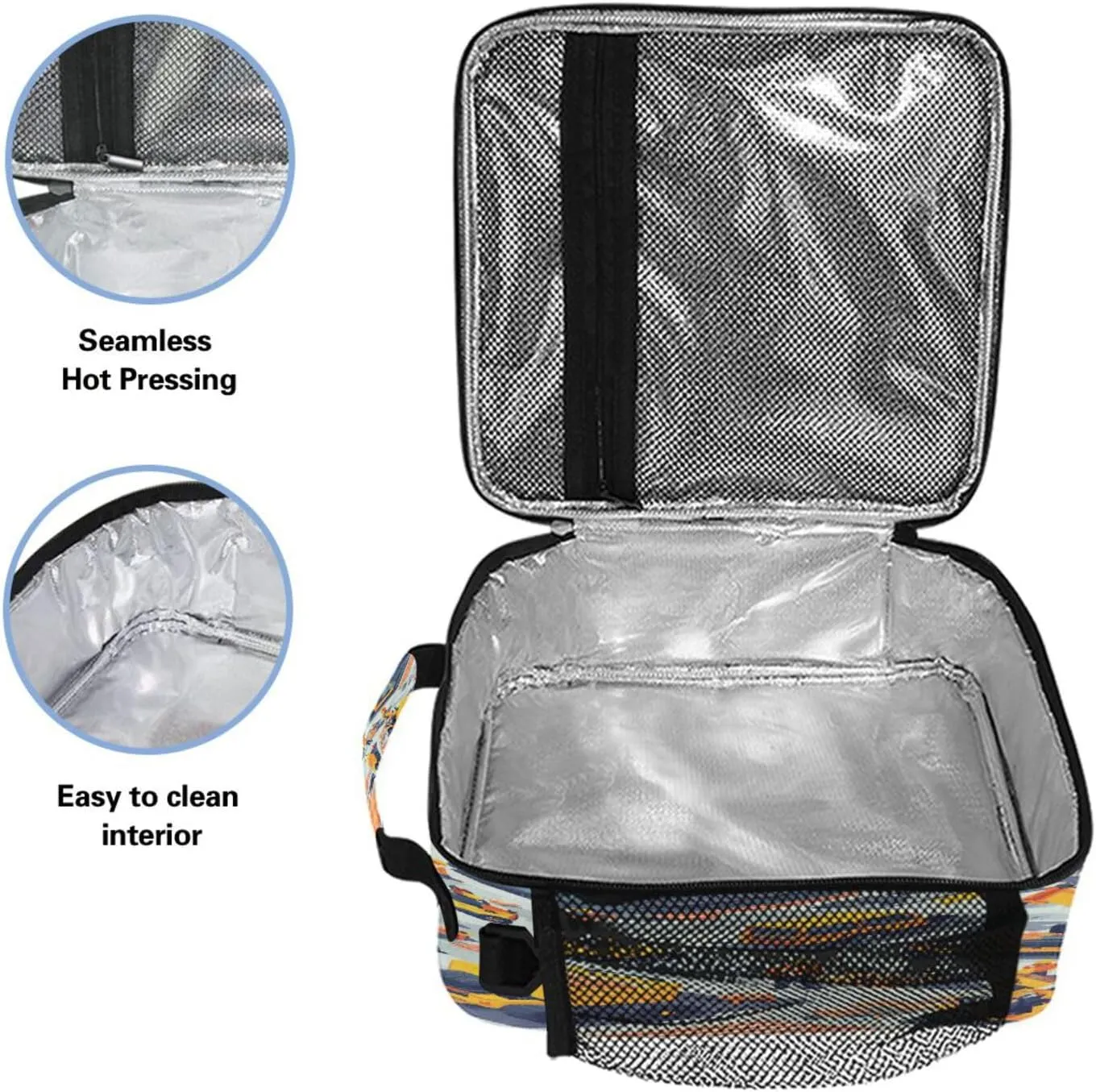 Cooler Tote Box Water Resistant Lunch Bag with buckle for School Work Outdoor Construction Scene Concrete Mixer Truck