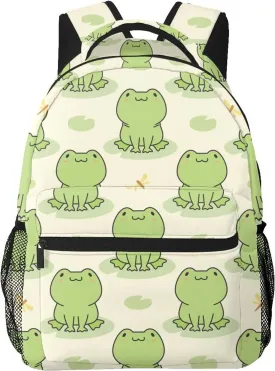 Cute Frog Animal Backpack For School Laptop Bags Bookbag Big Casual Daypack For Student Girls Boys Kids Teens Travel Sports Work