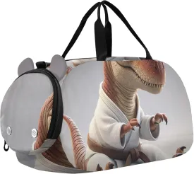 Dinosaur Karate Funny Duffle Bags for Traveling Tote Toddler Weekender Bags Carry on Duffel Bag for Boys with Shoulder Strap