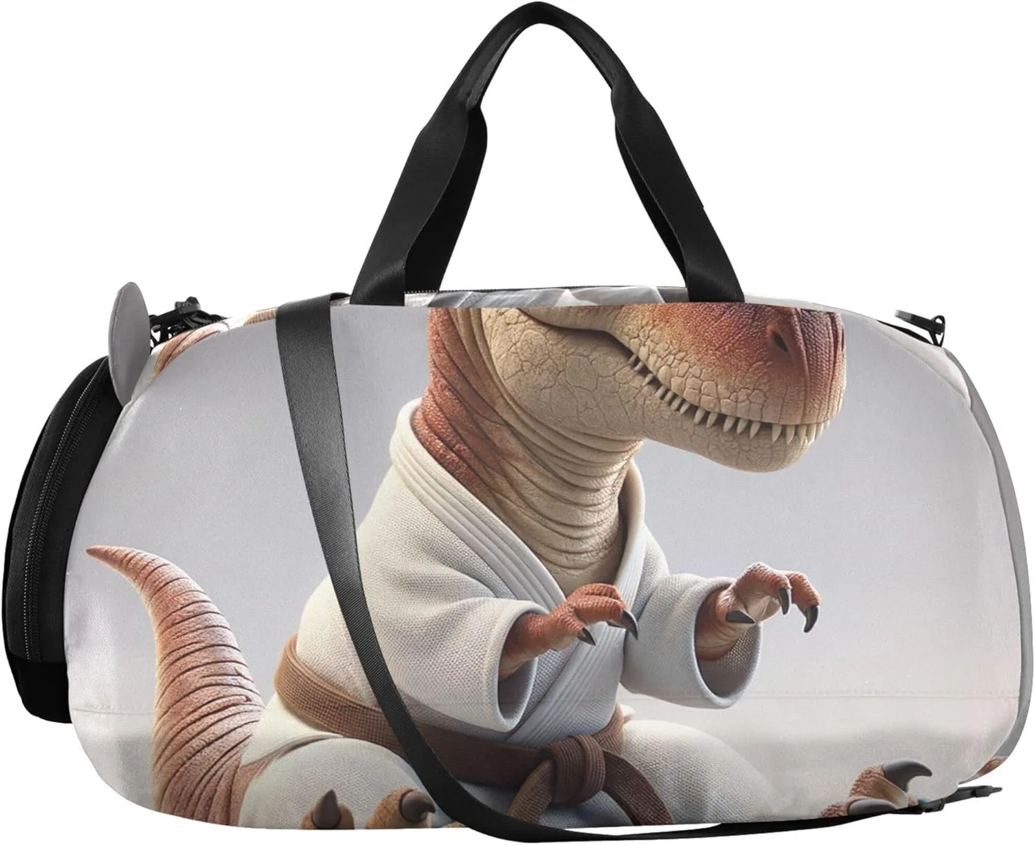 Dinosaur Karate Funny Duffle Bags for Traveling Tote Toddler Weekender Bags Carry on Duffel Bag for Boys with Shoulder Strap