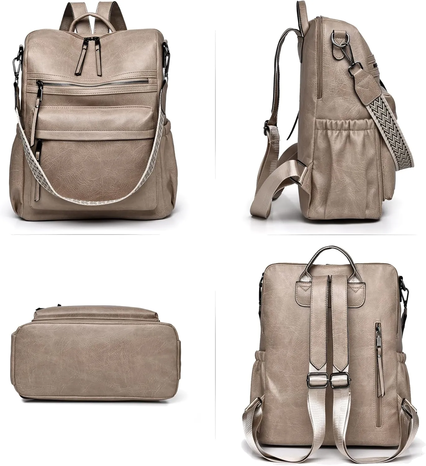 Dora & Liz Womens Backpack Purse Leather Fashion Travel Backpack Purse for Women Designer Ladies Shoulder Bags with Wristlet