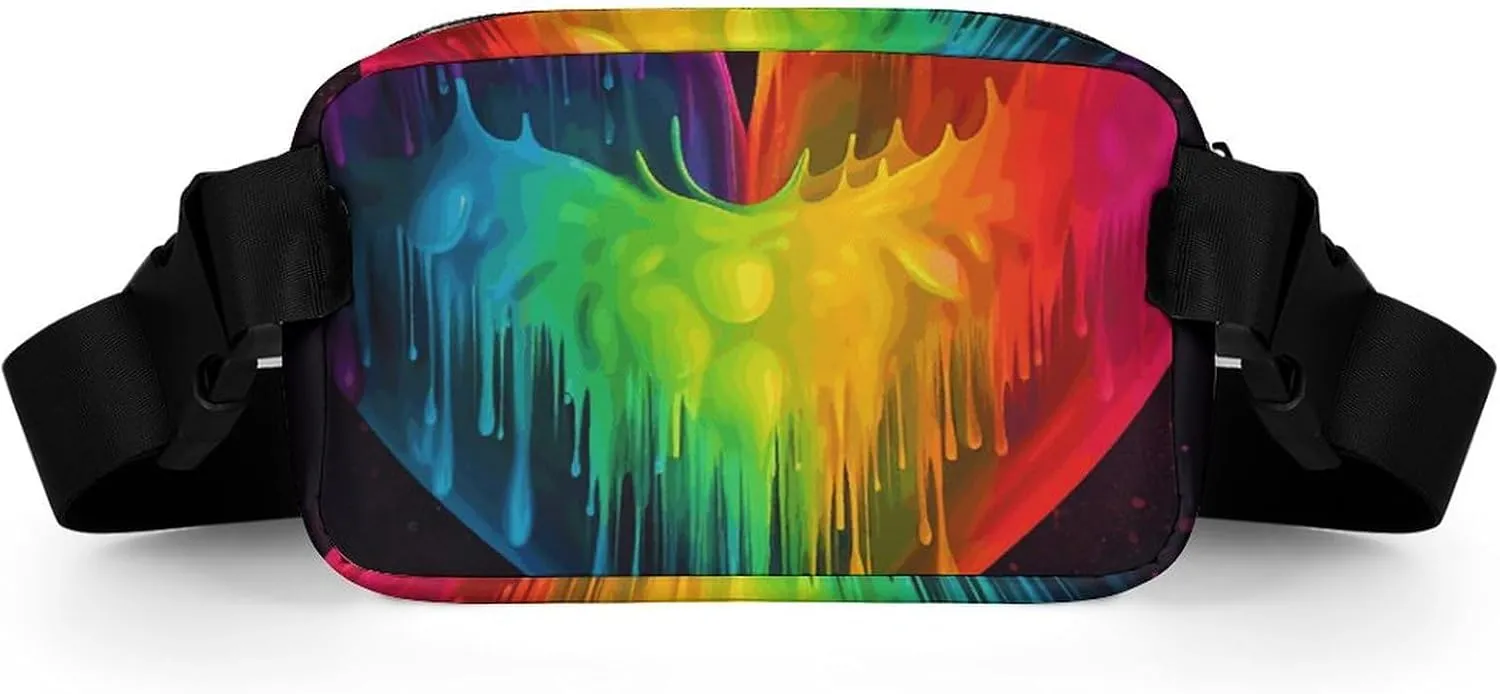 Fanny Pack for Men&Women Crossbody Waist Bag Small Sling Backpack Rainbow Hearts Belt Bag