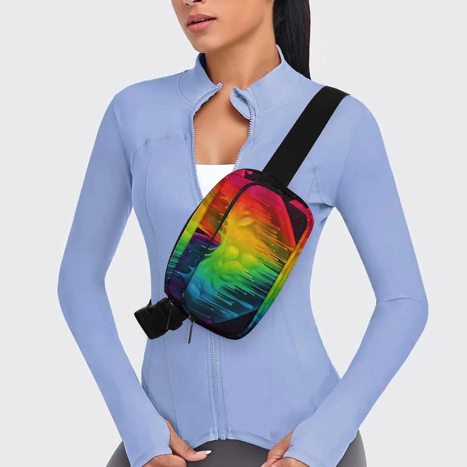 Fanny Pack for Men&Women Crossbody Waist Bag Small Sling Backpack Rainbow Hearts Belt Bag