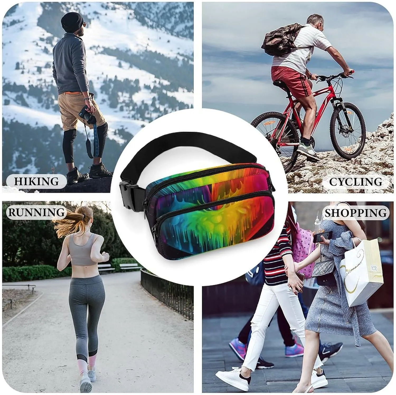 Fanny Pack for Men&Women Crossbody Waist Bag Small Sling Backpack Rainbow Hearts Belt Bag