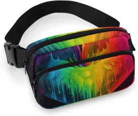 Fanny Pack for Men&Women Crossbody Waist Bag Small Sling Backpack Rainbow Hearts Belt Bag