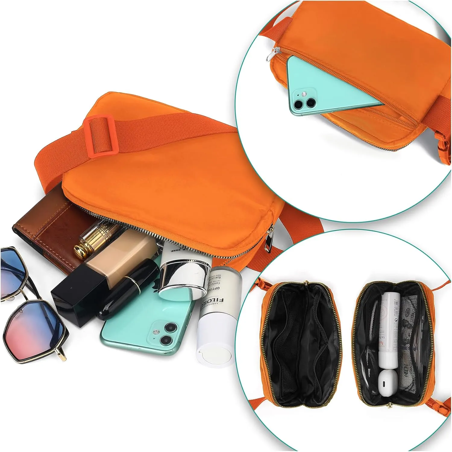 Fashion Crossbody Fanny Packs - Waterproof Orange Kids & Women's Mini Belt Bag With Adjustable Strap