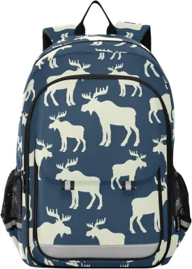 Fisyme Winter Deer Moose School Backpack Laptop Backpack Bags Bookbag Travel Casual Computer Notebooks Daypack