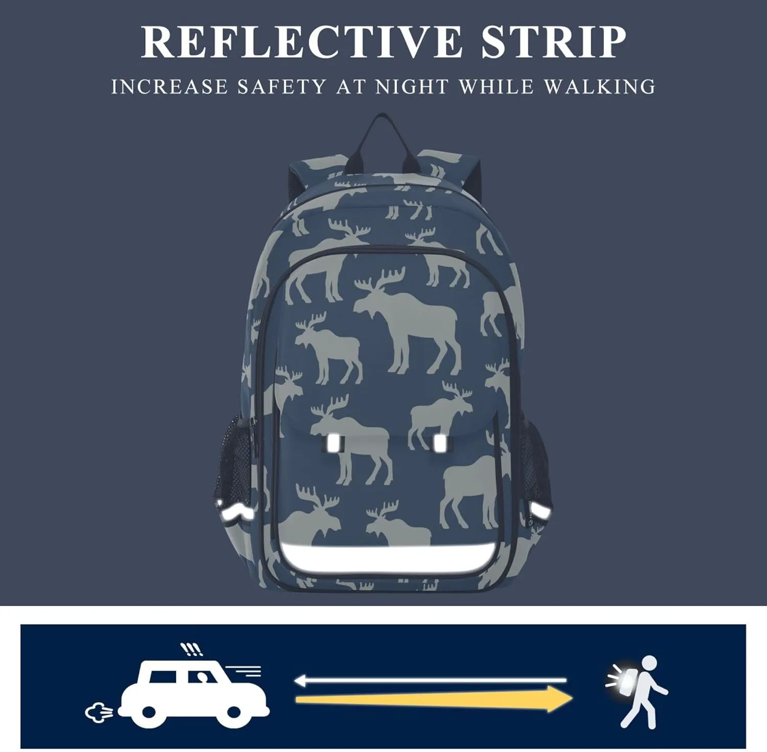 Fisyme Winter Deer Moose School Backpack Laptop Backpack Bags Bookbag Travel Casual Computer Notebooks Daypack
