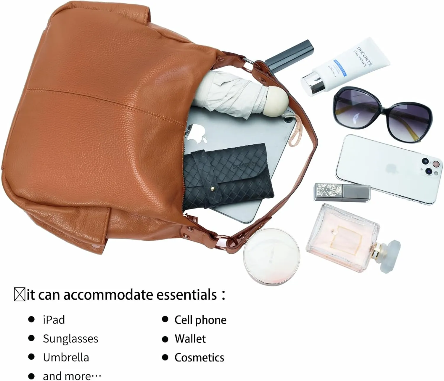 Genuine Leather Purses for Women Hobo Crossbody Bags Casual Work Shoulder Bag with Adjustable Strap