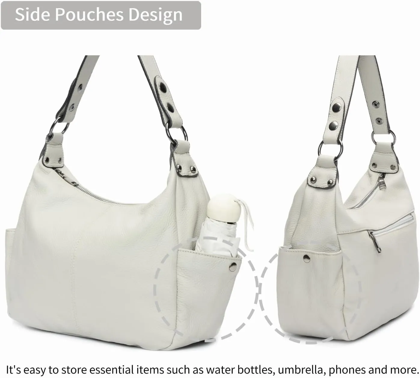 Genuine Leather Purses for Women Hobo Crossbody Bags Casual Work Shoulder Bag with Adjustable Strap