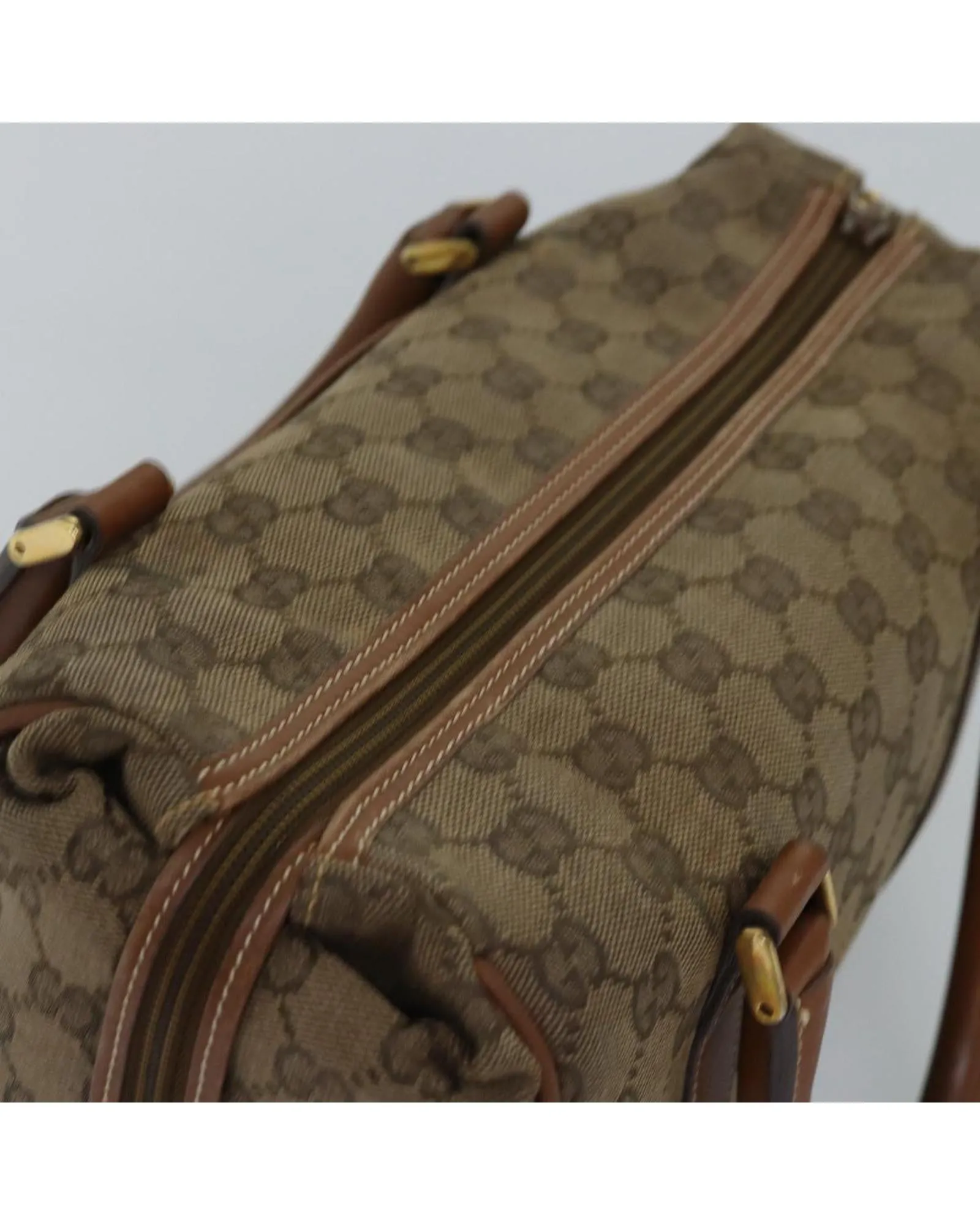 GG Canvas Hand Bag with Handle and Metal Fittings