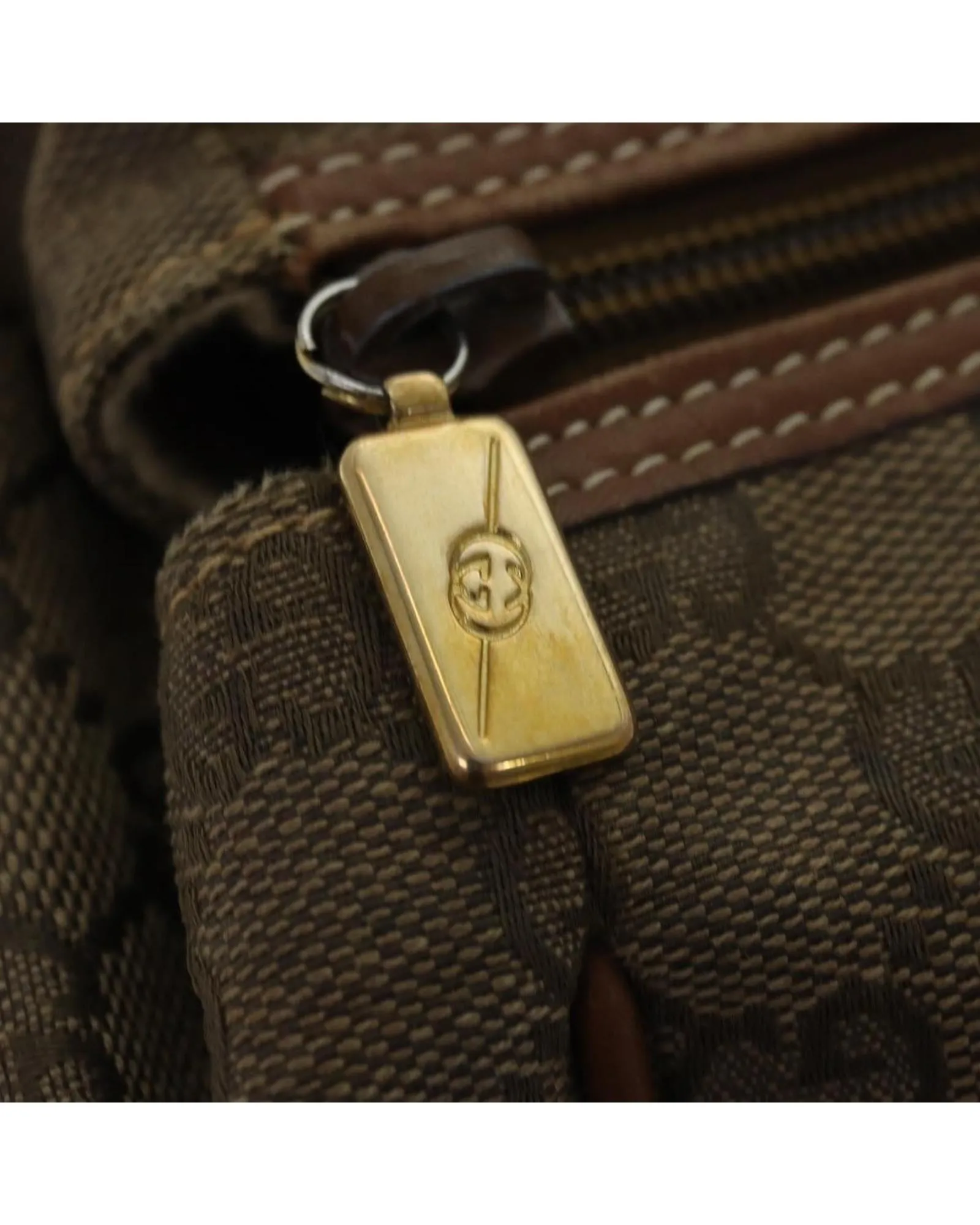 GG Canvas Hand Bag with Handle and Metal Fittings