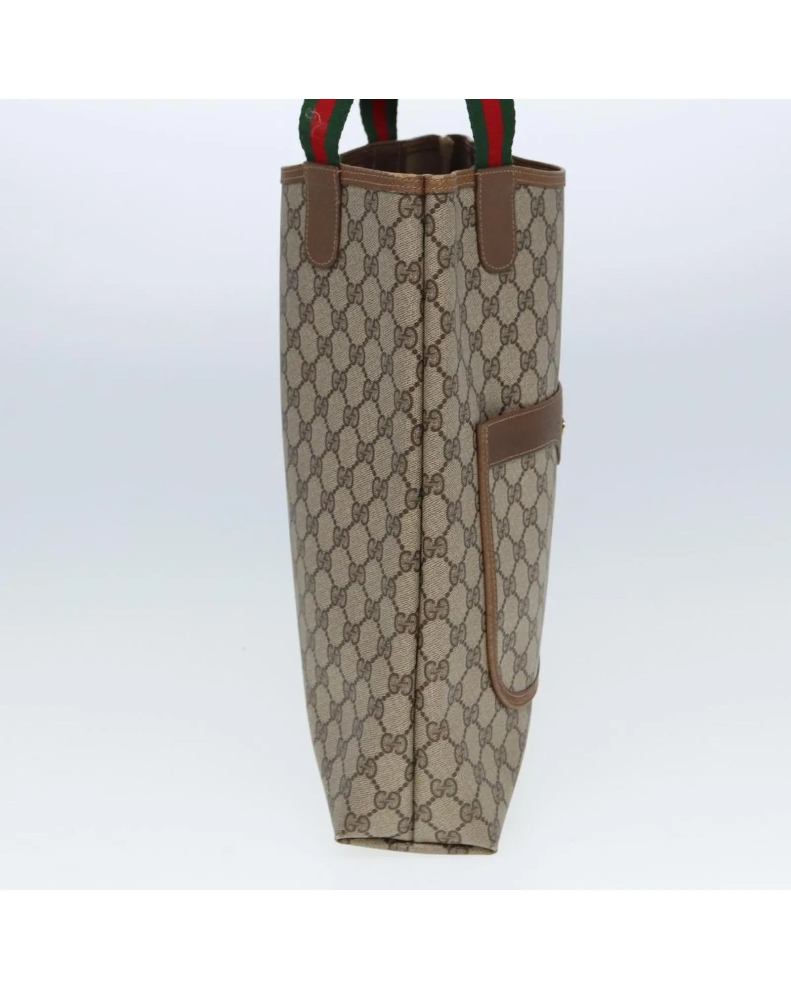 GG Canvas Web Sherry Line Tote Bag PVC Leather
