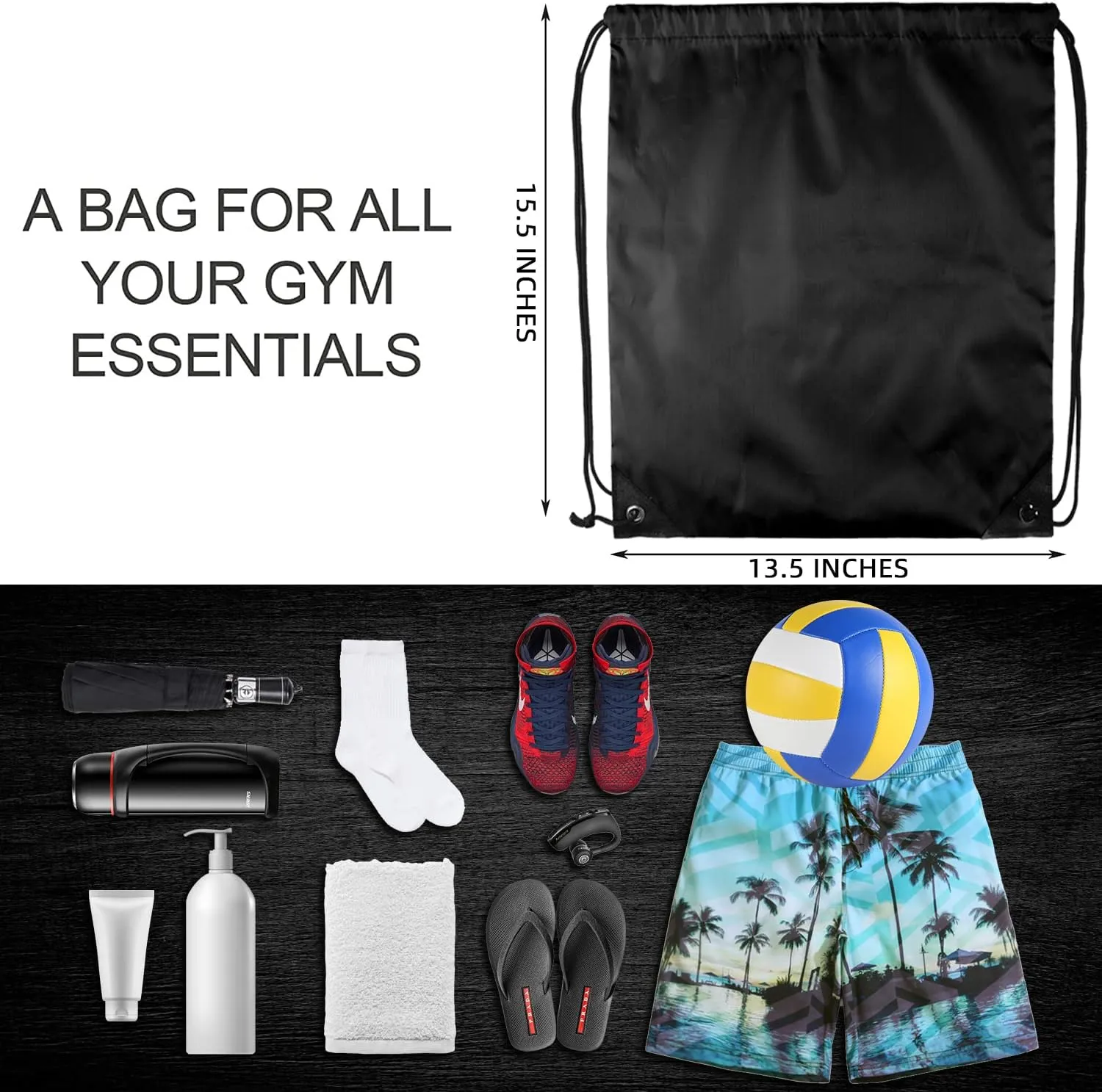 GoodtoU Drawstring Bags - 20 Pcs Bulk Gym Sacks, Cinch Backpacks for Women & Men, Black
