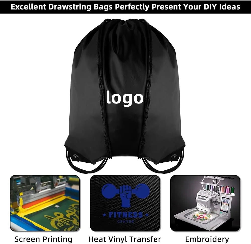 GoodtoU Drawstring Bags - 20 Pcs Bulk Gym Sacks, Cinch Backpacks for Women & Men, Black