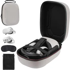 Hard Carrying Case Compatible with Meta Quest 3S/Quest 3/Oculus Quest 2/VP/Pico4, Accessories VR Headset with Elite Strap, Touch Controllers for Travel Storage