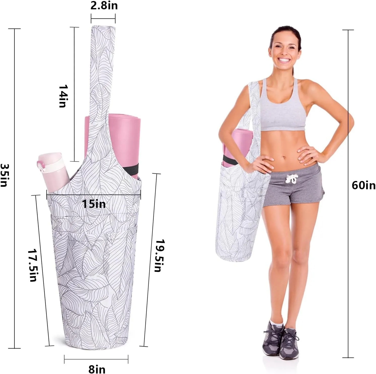 IwIeIaIrI Yoga Mat Bag with Large Size Pocket and Zipper PocketYoga Bag Adjustable Shoulder Strap- Holds More Yoga Accessories