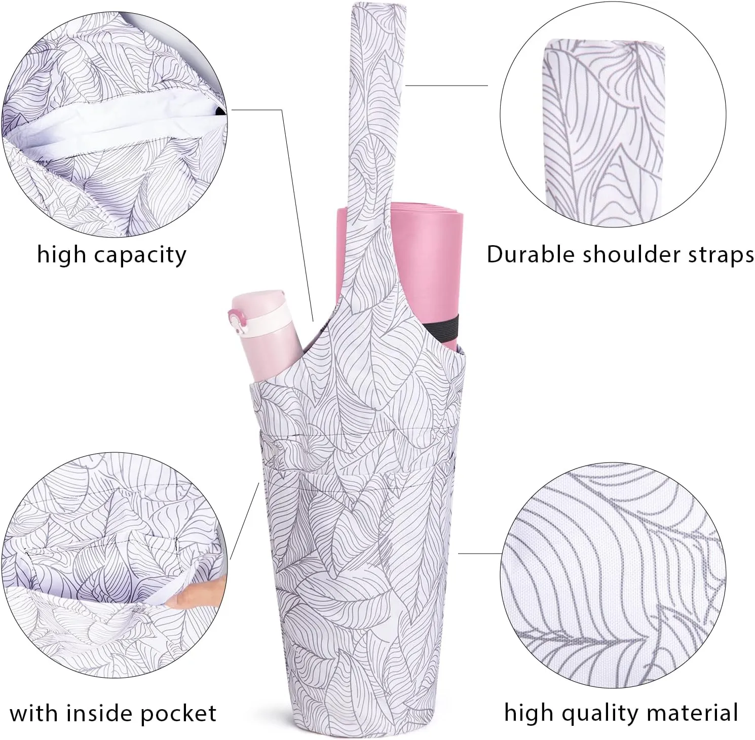 IwIeIaIrI Yoga Mat Bag with Large Size Pocket and Zipper PocketYoga Bag Adjustable Shoulder Strap- Holds More Yoga Accessories