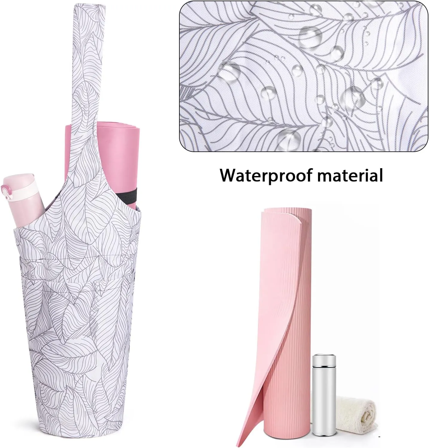 IwIeIaIrI Yoga Mat Bag with Large Size Pocket and Zipper PocketYoga Bag Adjustable Shoulder Strap- Holds More Yoga Accessories