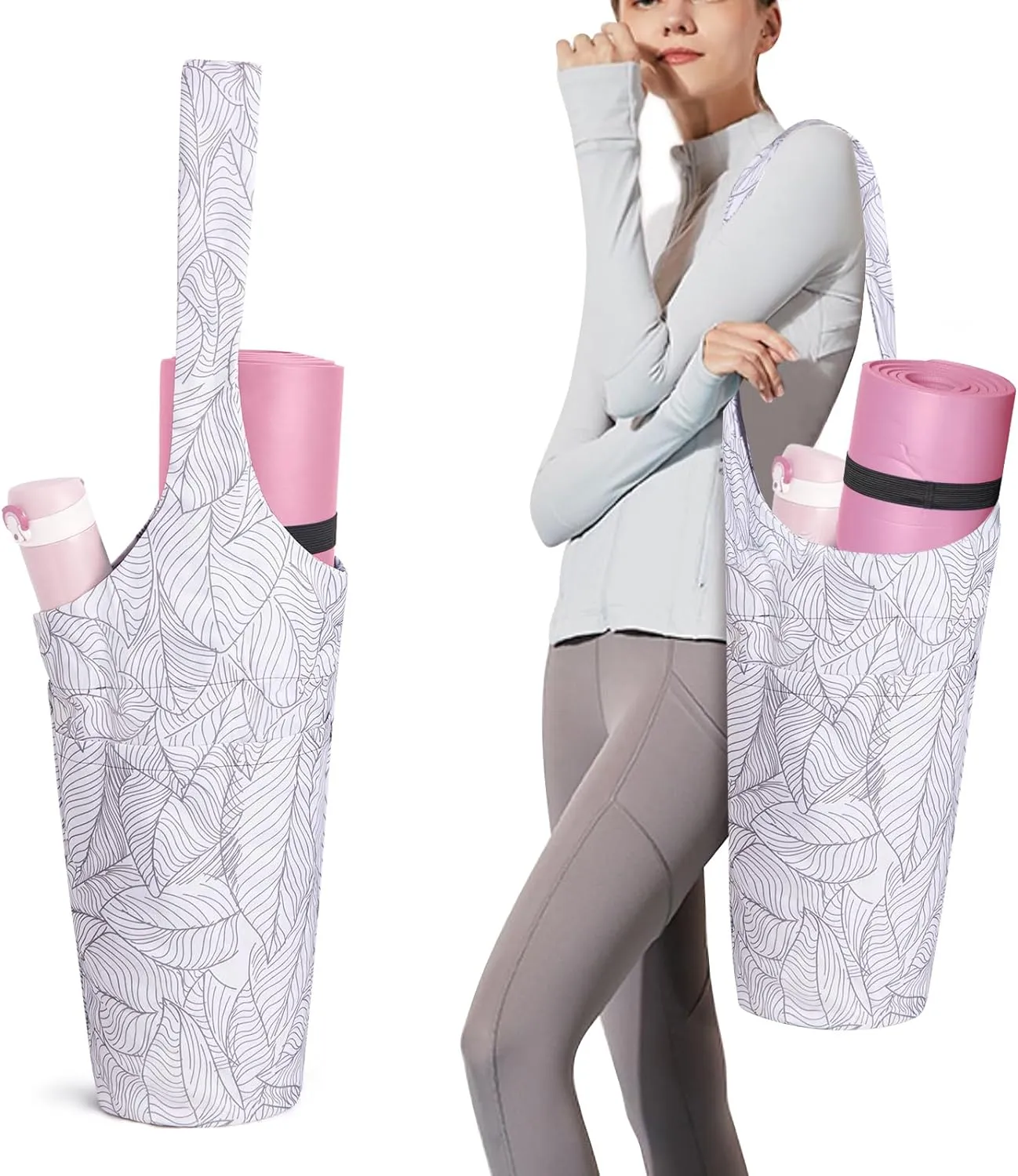 IwIeIaIrI Yoga Mat Bag with Large Size Pocket and Zipper PocketYoga Bag Adjustable Shoulder Strap- Holds More Yoga Accessories
