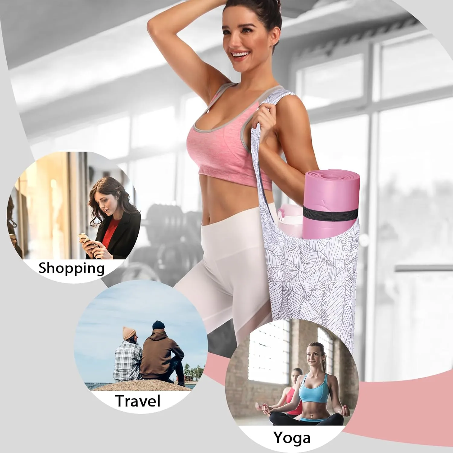 IwIeIaIrI Yoga Mat Bag with Large Size Pocket and Zipper PocketYoga Bag Adjustable Shoulder Strap- Holds More Yoga Accessories
