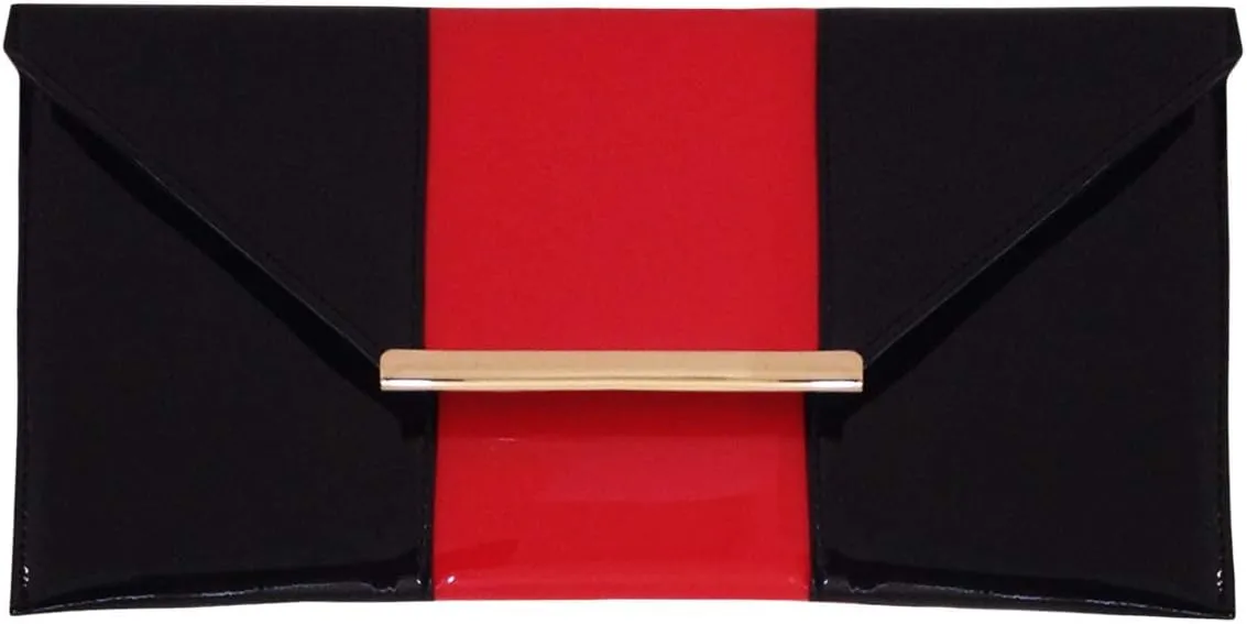 JNB Patent Color Block Envelop Clutch