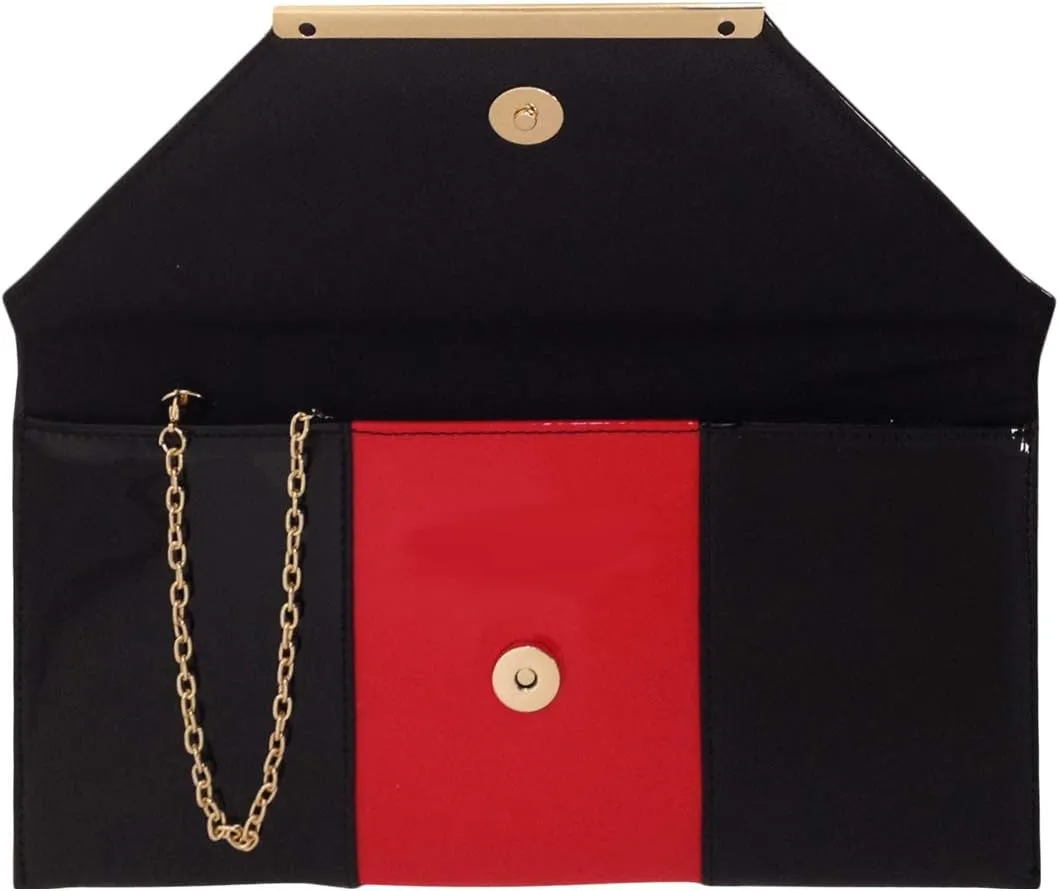 JNB Patent Color Block Envelop Clutch
