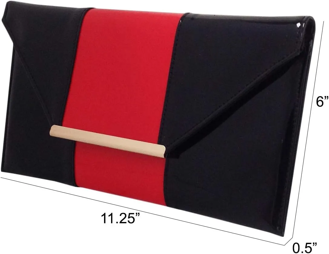 JNB Patent Color Block Envelop Clutch