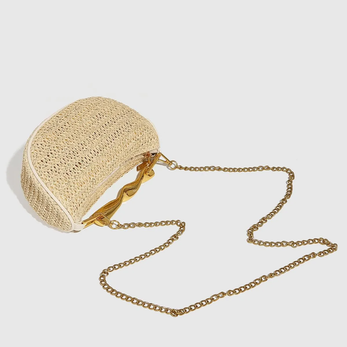 JYG Handmade Straw Crossbody Bags for Women Mini Summer Satchel Purse Fashion Woven Shoulder Handbags with 2 Straps