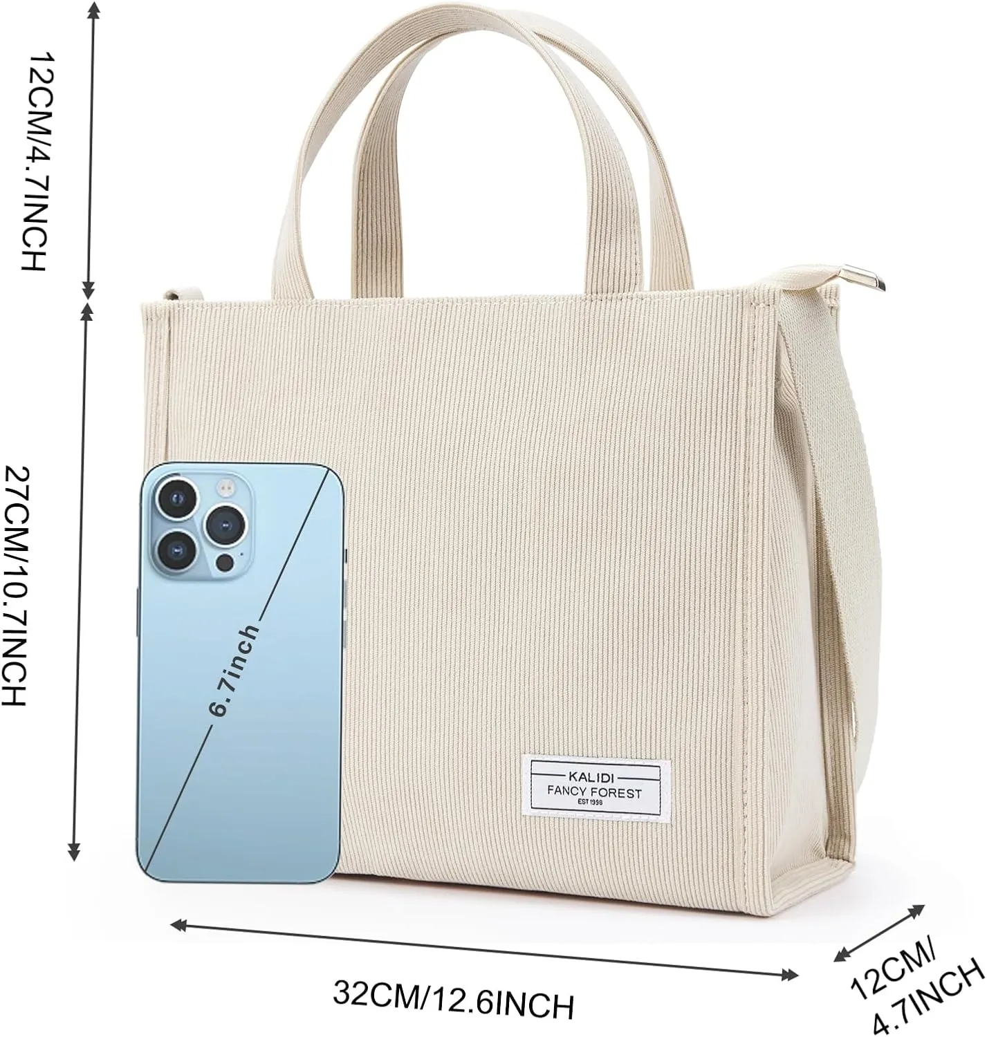 KALIDI Tote Bag for Women Corduroy Crossbody Bag Casual Zipper Tote Fashion Shoulder Handbag Hobo bag with Pockets