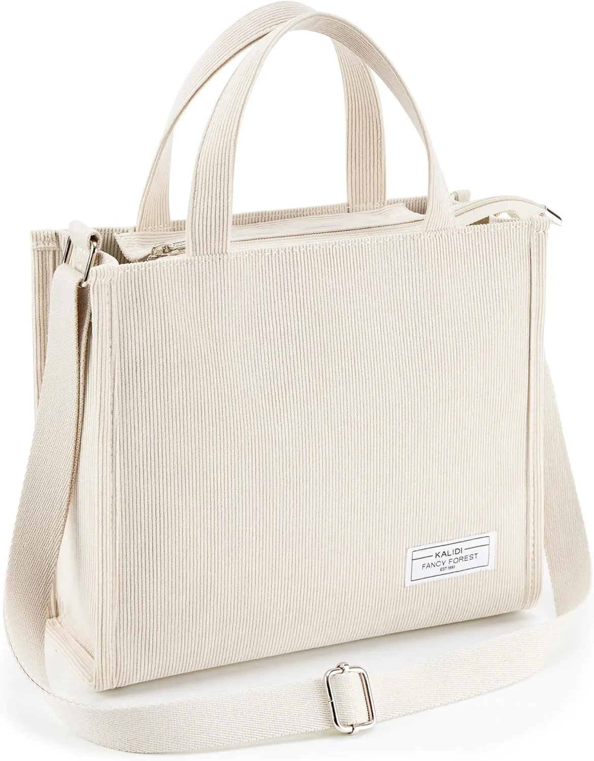 KALIDI Tote Bag for Women Corduroy Crossbody Bag Casual Zipper Tote Fashion Shoulder Handbag Hobo bag with Pockets