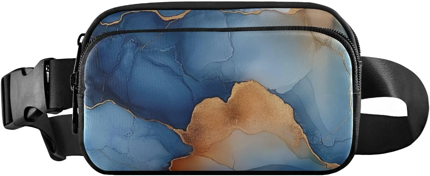 Marble Terracotta Navy Blue Trendy Crossbody Bag Waist Packs for Men Women Large Capacity Belt Bag
