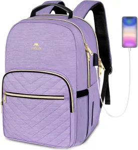 MATEIN 17 Inch Laptop Backpack, Womens Travel Laptop Backpack, Large Water Resistant College Teacher Nurse Work Bag Lightweight Daypack Computer Bagpack with USB Charging Port, Purple